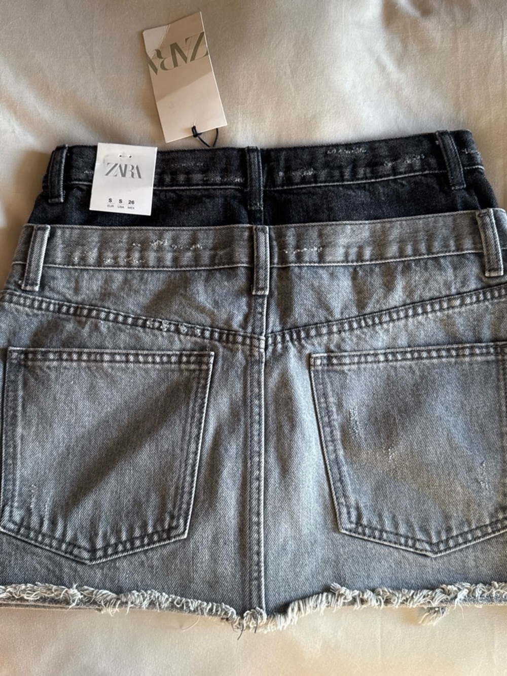 Zara Two-Tone Denim Mini Skirt in Black and Light Gray - Picture 3 of 3